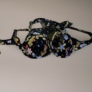 Floral Black Bathing Suit Top